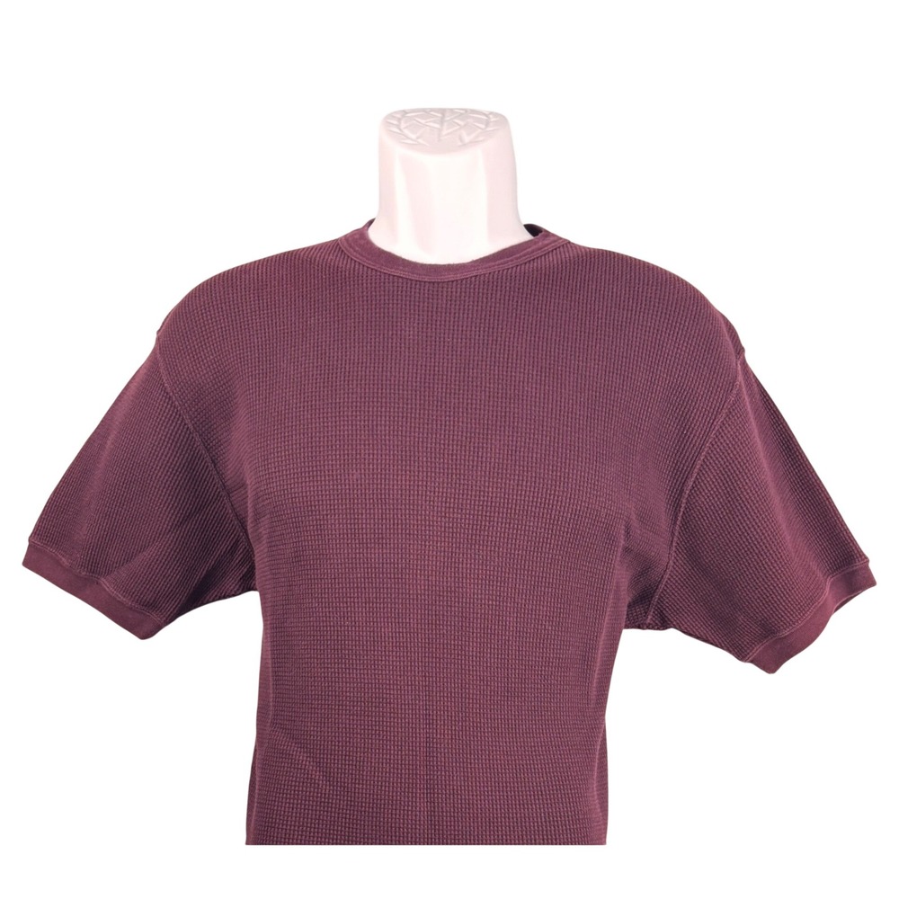 J. Crew Mens Waffle Knit Thermal Shirt‎ Burgundy Maroon Short Sleeve Cotton M